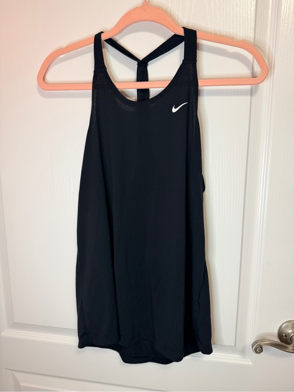 Nike Black Performance Racerback Tank Top with White Swoosh